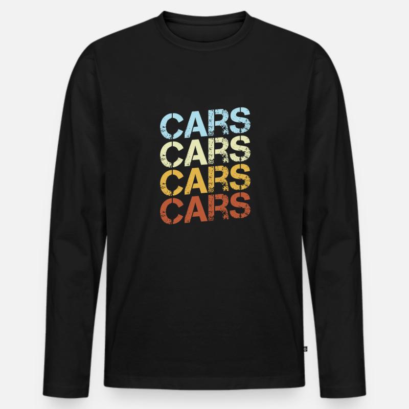 Autos Retro - Männer Premium Bio Langarmshirt - Schwarz