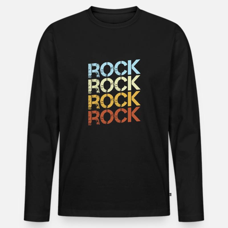 Rock Retro - Männer Premium Bio Langarmshirt - Schwarz