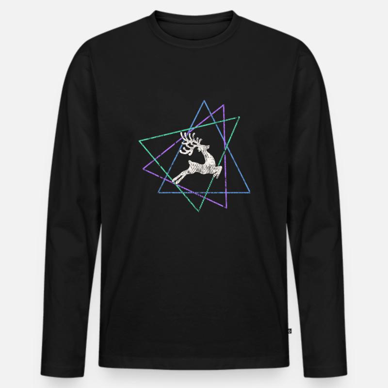 Elch - Männer Premium Bio Langarmshirt - Schwarz