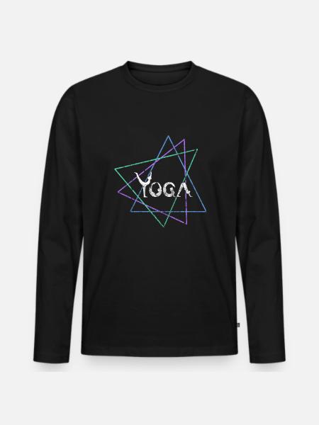 Yoga - Männer Premium Bio Langarmshirt - Schwarz
