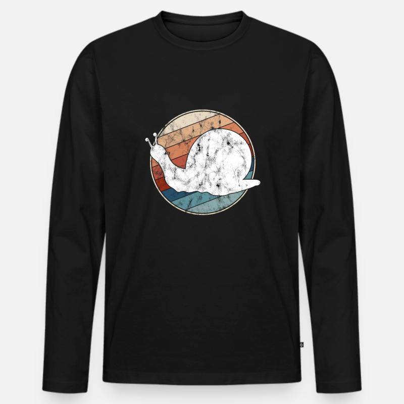 Schnecke Retro - Männer Premium Bio Langarmshirt - Schwarz