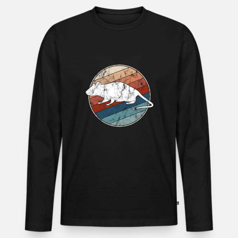 Maus Retro - Männer Premium Bio Langarmshirt - Schwarz