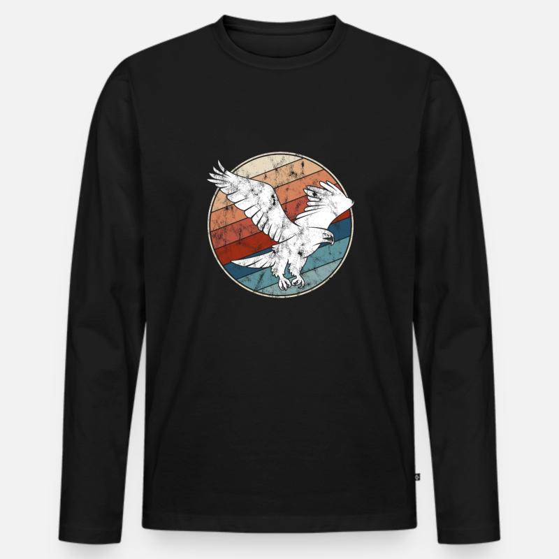 Adler Retro - Männer Premium Bio Langarmshirt - Schwarz