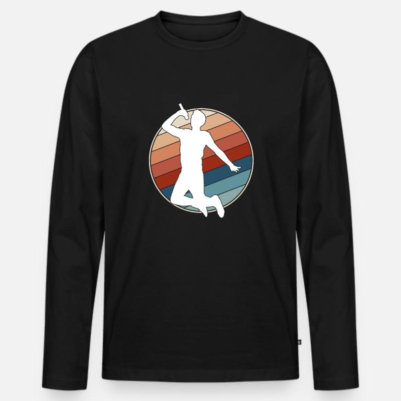 Singen Retro - Männer Premium Bio Langarmshirt - Schwarz