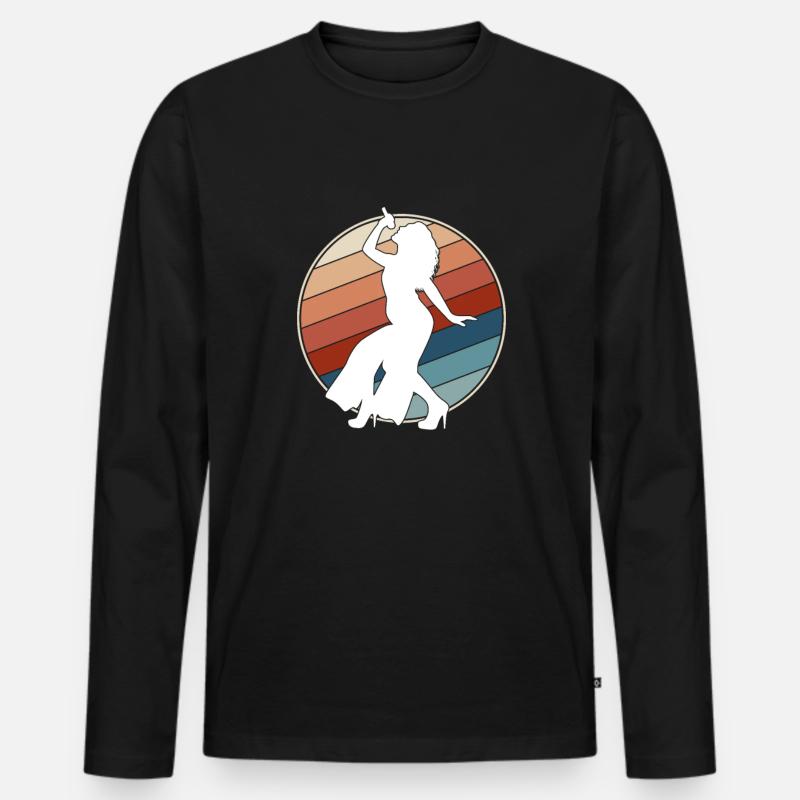 Sängerin Retro - Männer Premium Bio Langarmshirt - Schwarz