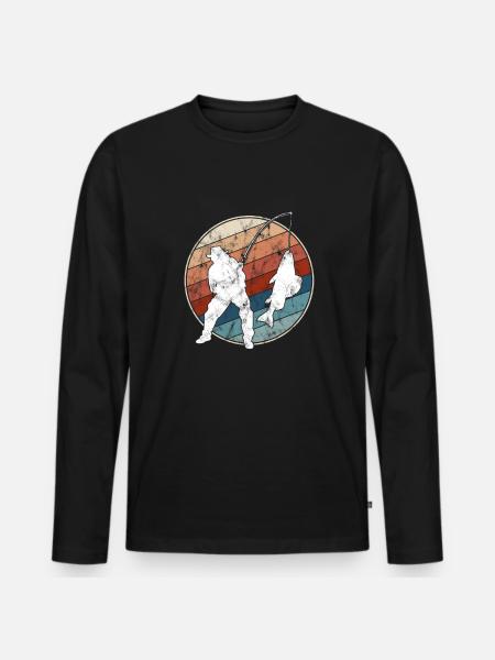 Fishing Retro - Men's Premium Organic Long Sleeve Shirt - black