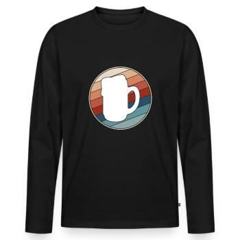 Bière Rétro - T-shirt manches longues Premium bio Homme - noir - Devant - Nico (187cm)