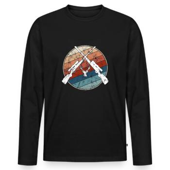 Chasse rétro - T-shirt manches longues Premium bio Homme - noir - Devant - Nico (187cm)