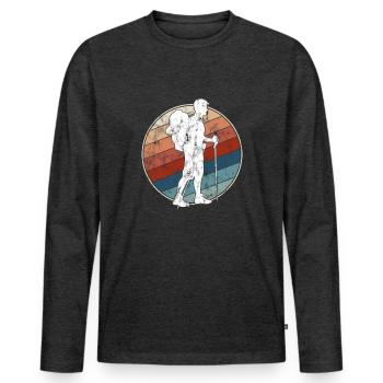Randonnée Rétro - T-shirt manches longues Premium bio Homme - anthracite chiné - Devant - Nico (187cm)
