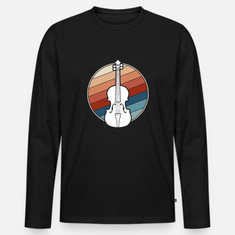 Geige Retro - Männer Premium Bio Langarmshirt - Schwarz