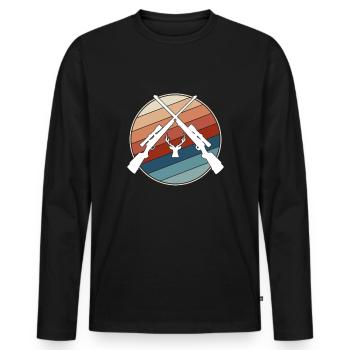 Chasse rétro - T-shirt manches longues Premium bio Homme - noir - Devant - Nico (187cm)