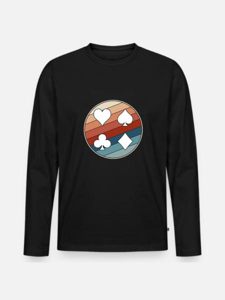 Poker rétro - T-shirt manches longues Premium bio Homme - noir