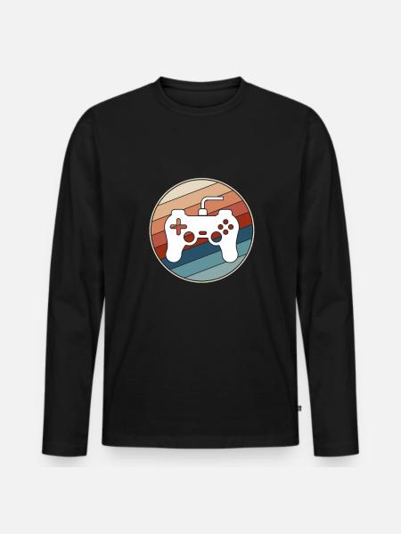 Gaming Retro - Men's Premium Organic Long Sleeve Shirt - black