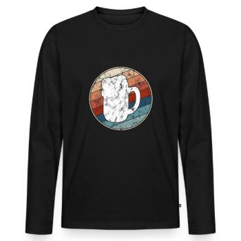 Bière Rétro - T-shirt manches longues Premium bio Homme - noir - Devant - Nico (187cm)