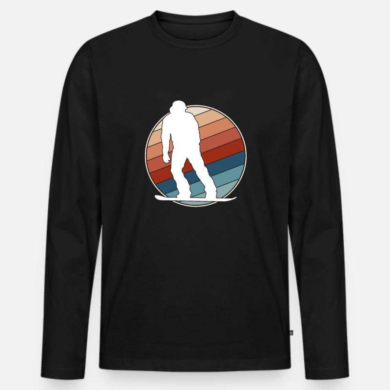 Snowboarding Retro - Männer Premium Bio Langarmshirt - Schwarz
