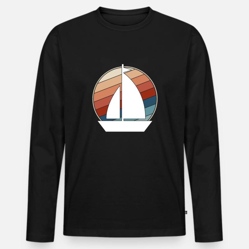 Segeln Retro - Männer Premium Bio Langarmshirt - Schwarz