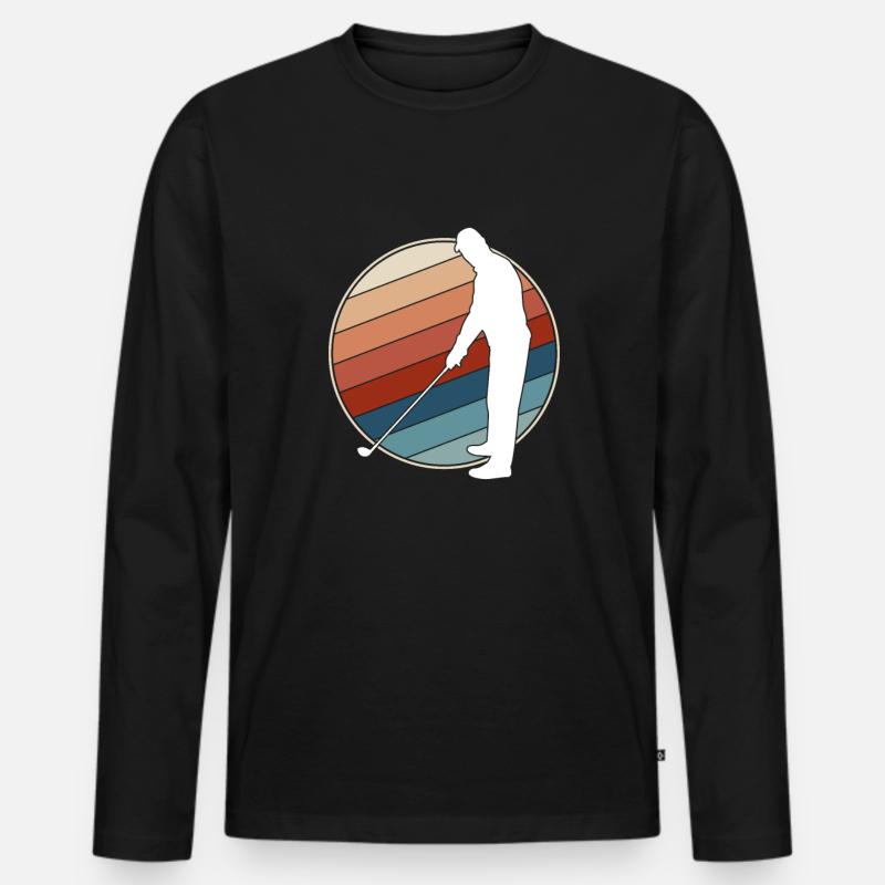 Golf Retro - Männer Premium Bio Langarmshirt - Schwarz