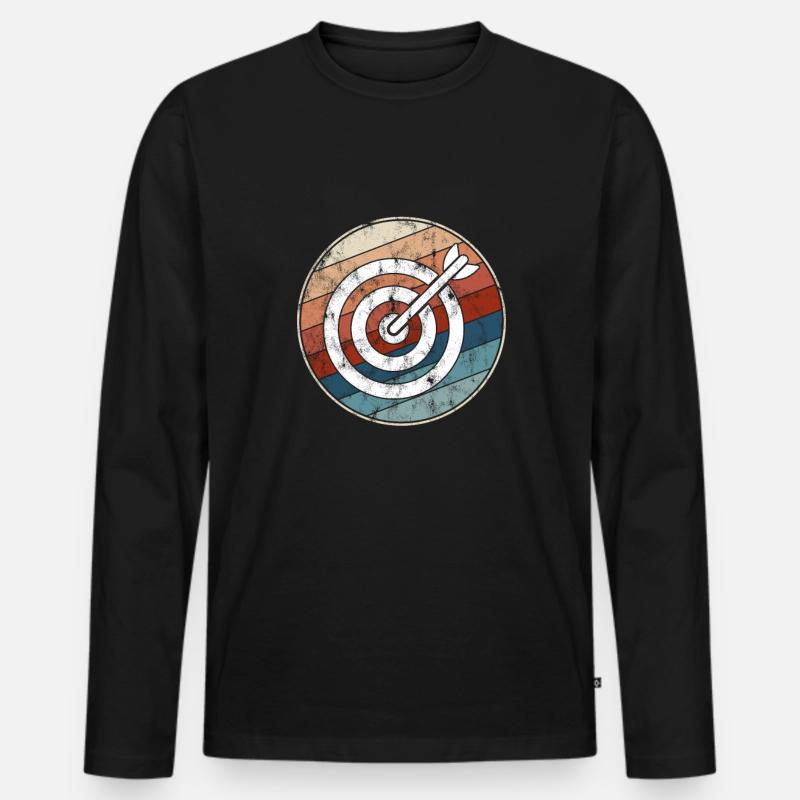 Darts Retro - Männer Premium Bio Langarmshirt - Schwarz