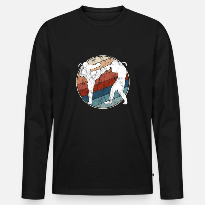 Kampfsport Retro - Männer Premium Bio Langarmshirt - Schwarz