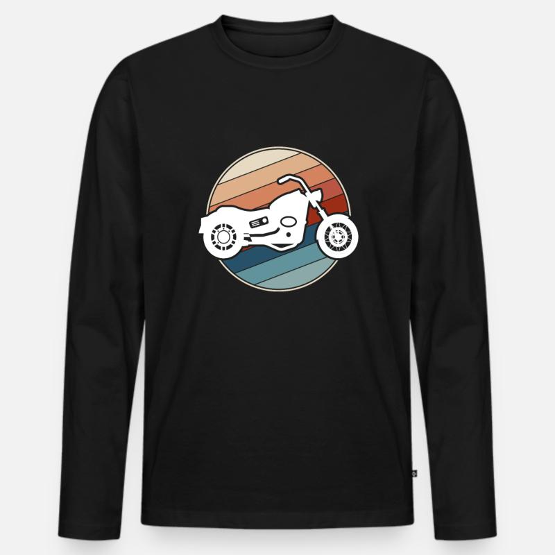 Motorrad Retro - Männer Premium Bio Langarmshirt - Schwarz