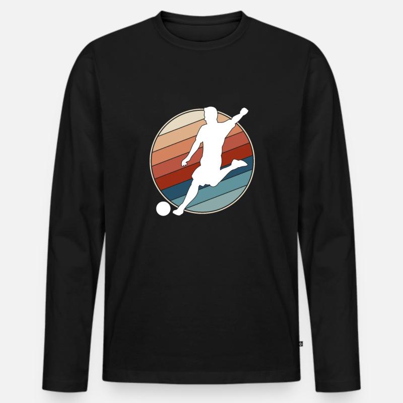 Fußball Retro - Männer Premium Bio Langarmshirt - Schwarz