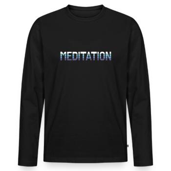 Méditation - T-shirt manches longues Premium bio Homme - noir - Devant - Nico (187cm)