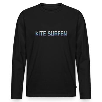 Kite - Männer Premium Bio Langarmshirt - Schwarz - Vorne - Nico (187cm)