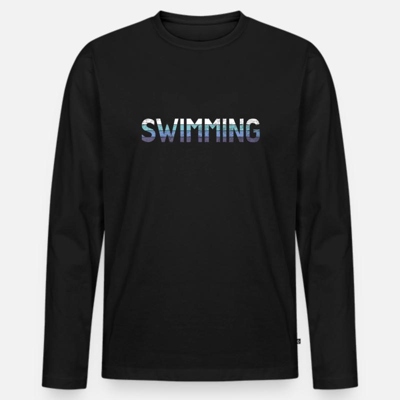 Schwimmen - Männer Premium Bio Langarmshirt - Schwarz