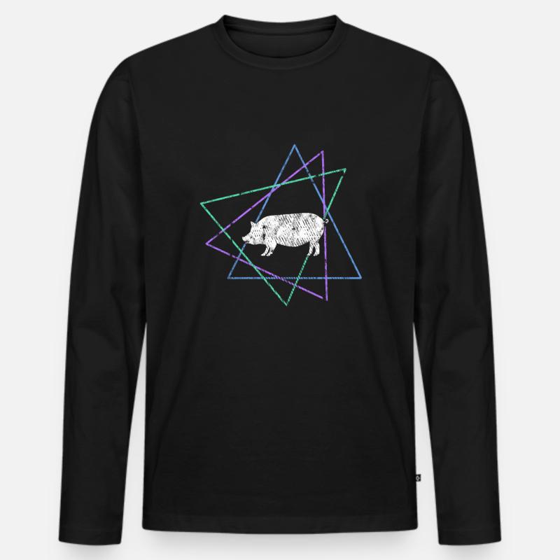 Schwein - Männer Premium Bio Langarmshirt - Schwarz