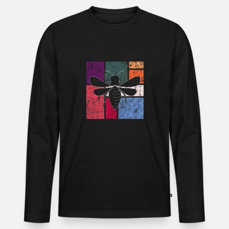 Biene - Männer Premium Bio Langarmshirt - Schwarz