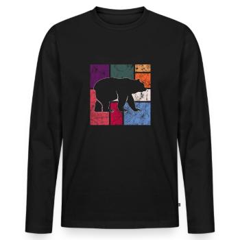 Bär - Männer Premium Bio Langarmshirt - Schwarz - Vorne - Nico (187cm)