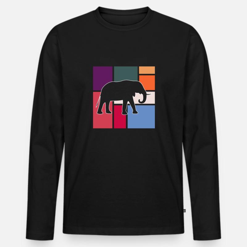 Elefant - Männer Premium Bio Langarmshirt - Schwarz
