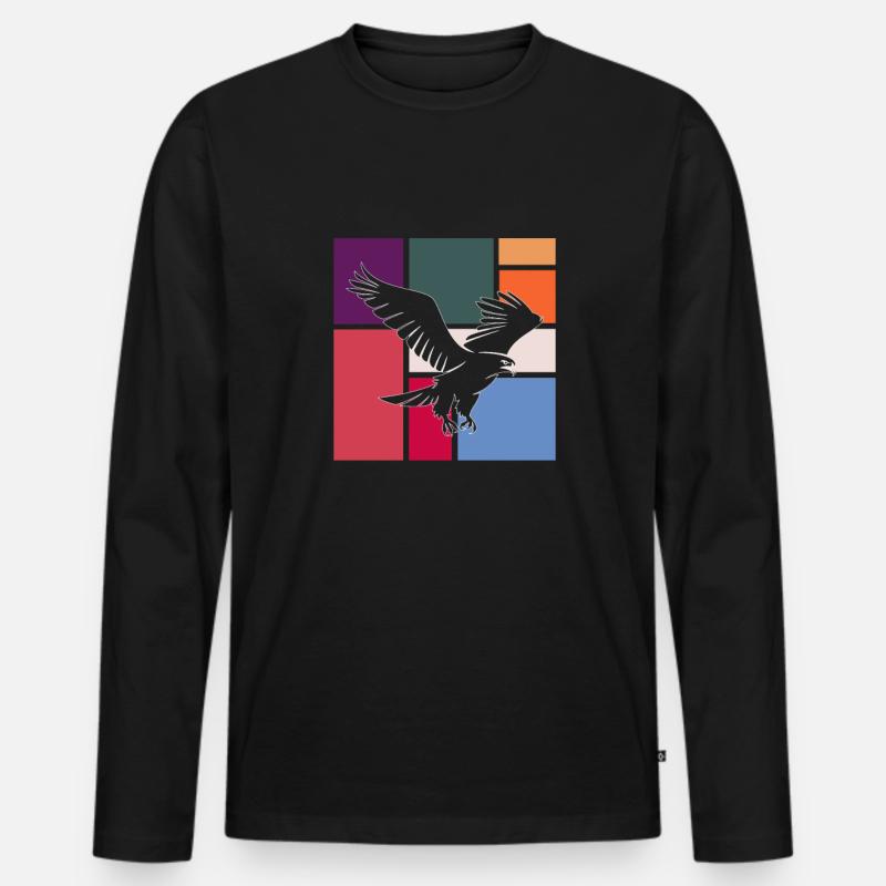 Adler - Männer Premium Bio Langarmshirt - Schwarz