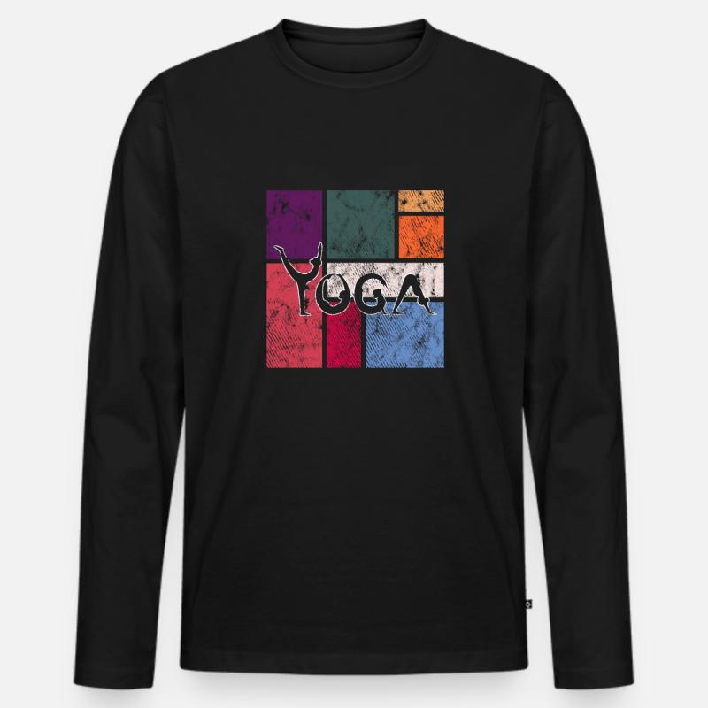 Yoga - Männer Premium Bio Langarmshirt - Schwarz