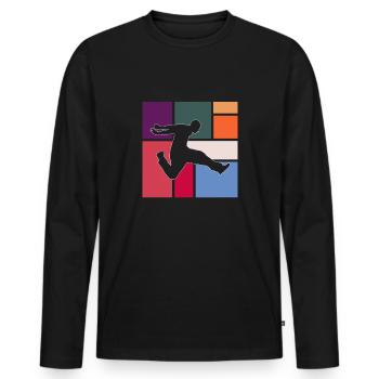 Parkour - Men's Premium Organic Long Sleeve Shirt - black - Front - Nico (187cm)