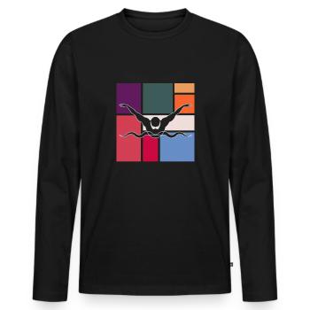 Schwimmen - Männer Premium Bio Langarmshirt - Schwarz - Vorne - Nico (187cm)