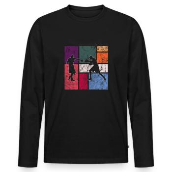 Boxe - T-shirt manches longues Premium bio Homme - noir - Devant - Nico (187cm)