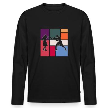 Boxe - T-shirt manches longues Premium bio Homme - noir - Devant - Nico (187cm)