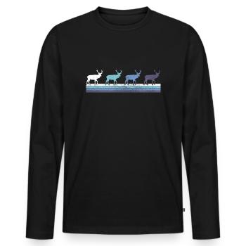 Hirsch - Männer Premium Bio Langarmshirt - Schwarz - Vorne - Nico (187cm)