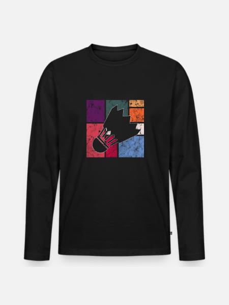 Badminton - T-shirt manches longues Premium bio Homme - noir