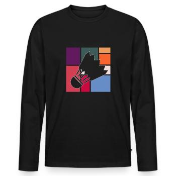 Federball - Männer Premium Bio Langarmshirt - Schwarz - Vorne - Nico (187cm)