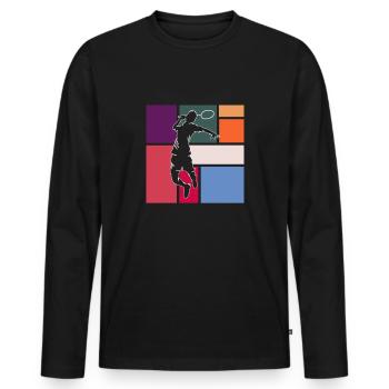 Federball - Männer Premium Bio Langarmshirt - Schwarz - Vorne - Nico (187cm)