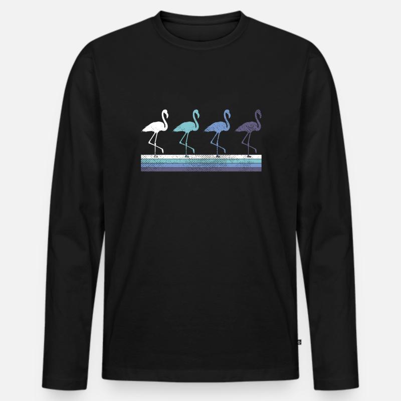 Flamingo - Männer Premium Bio Langarmshirt - Schwarz