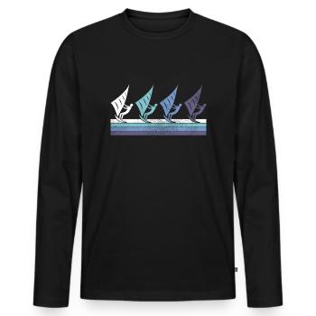 Kite - Men's Premium Organic Long Sleeve Shirt - black - Front - Nico (187cm)