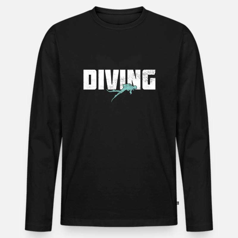 Tauchen - Männer Premium Bio Langarmshirt - Schwarz