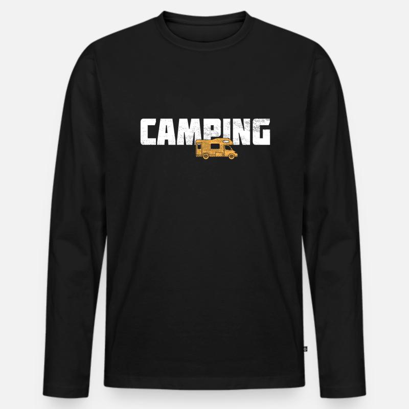 Camping - Männer Premium Bio Langarmshirt - Schwarz