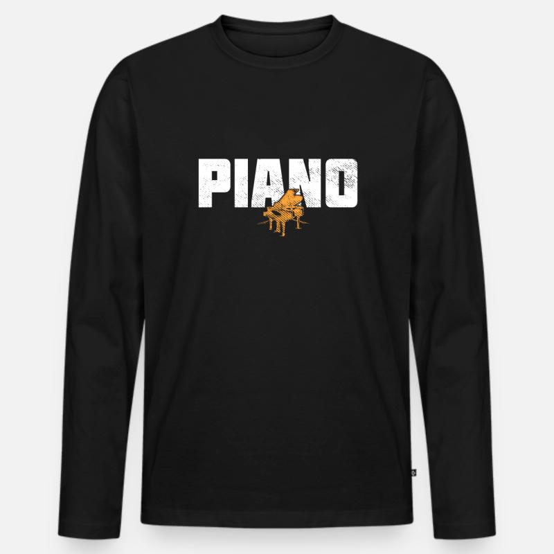 Klavier - Männer Premium Bio Langarmshirt - Schwarz