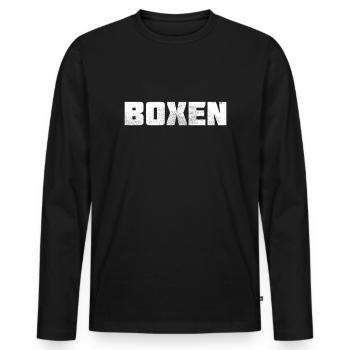 Boxe - T-shirt manches longues Premium bio Homme - noir - Devant - Nico (187cm)