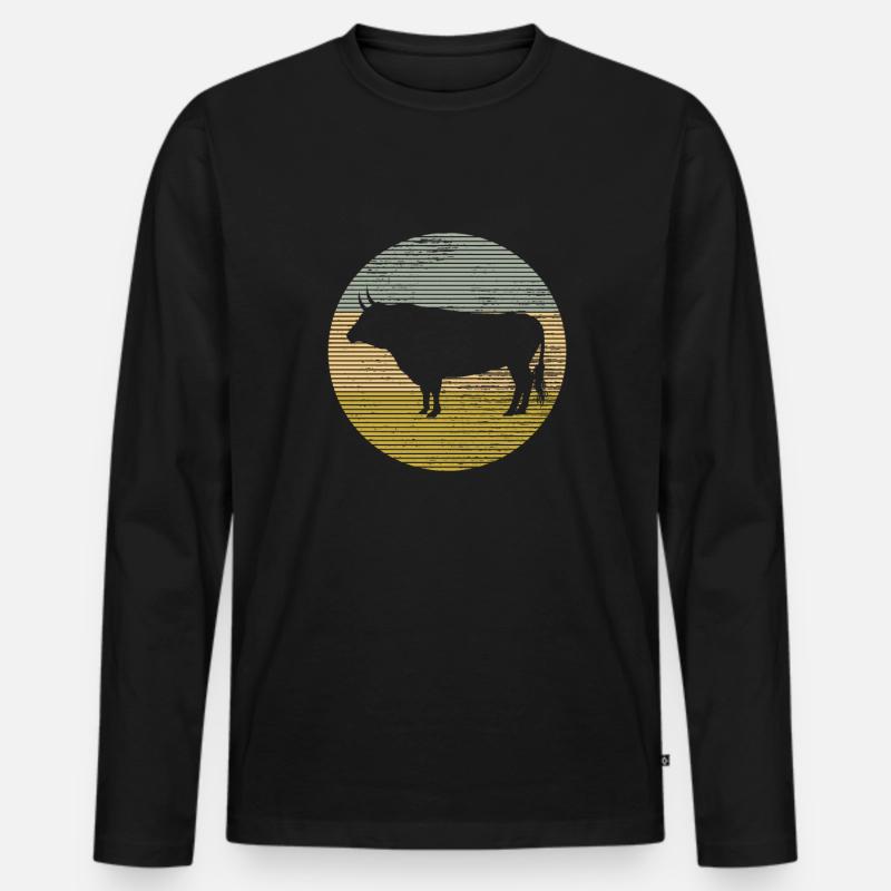 Stier - Männer Premium Bio Langarmshirt - Schwarz
