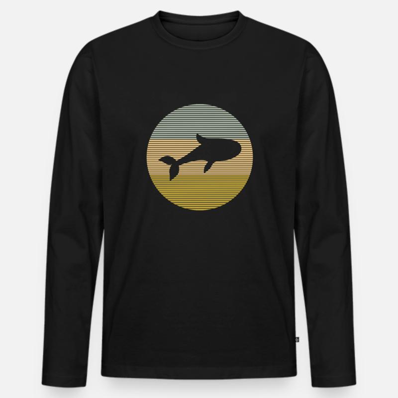 Fisch - Männer Premium Bio Langarmshirt - Schwarz